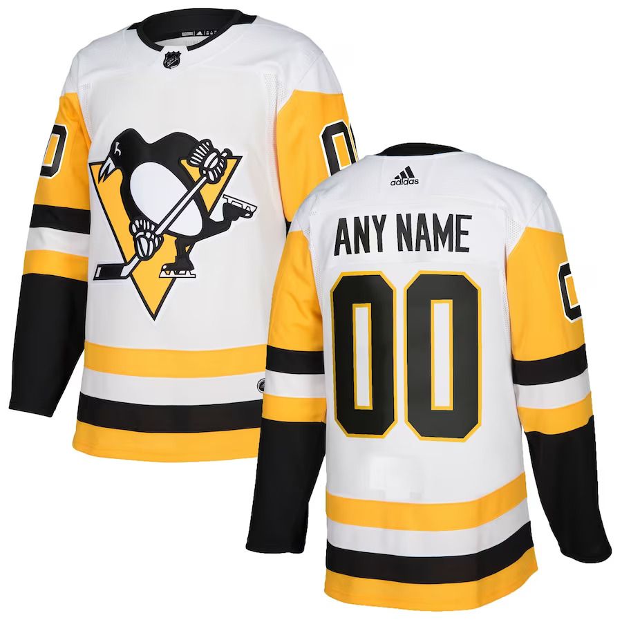 Men Pittsburgh Penguins adidas White Authentic Custom NHL Jersey